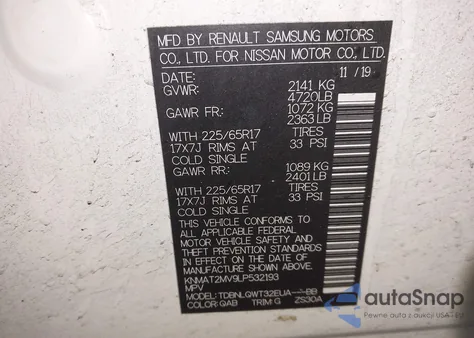 2020 Nissan Rogue Sv Intelligent Awd z USA, uszkodzony, nr VIN KNMAT2MV9LP532193